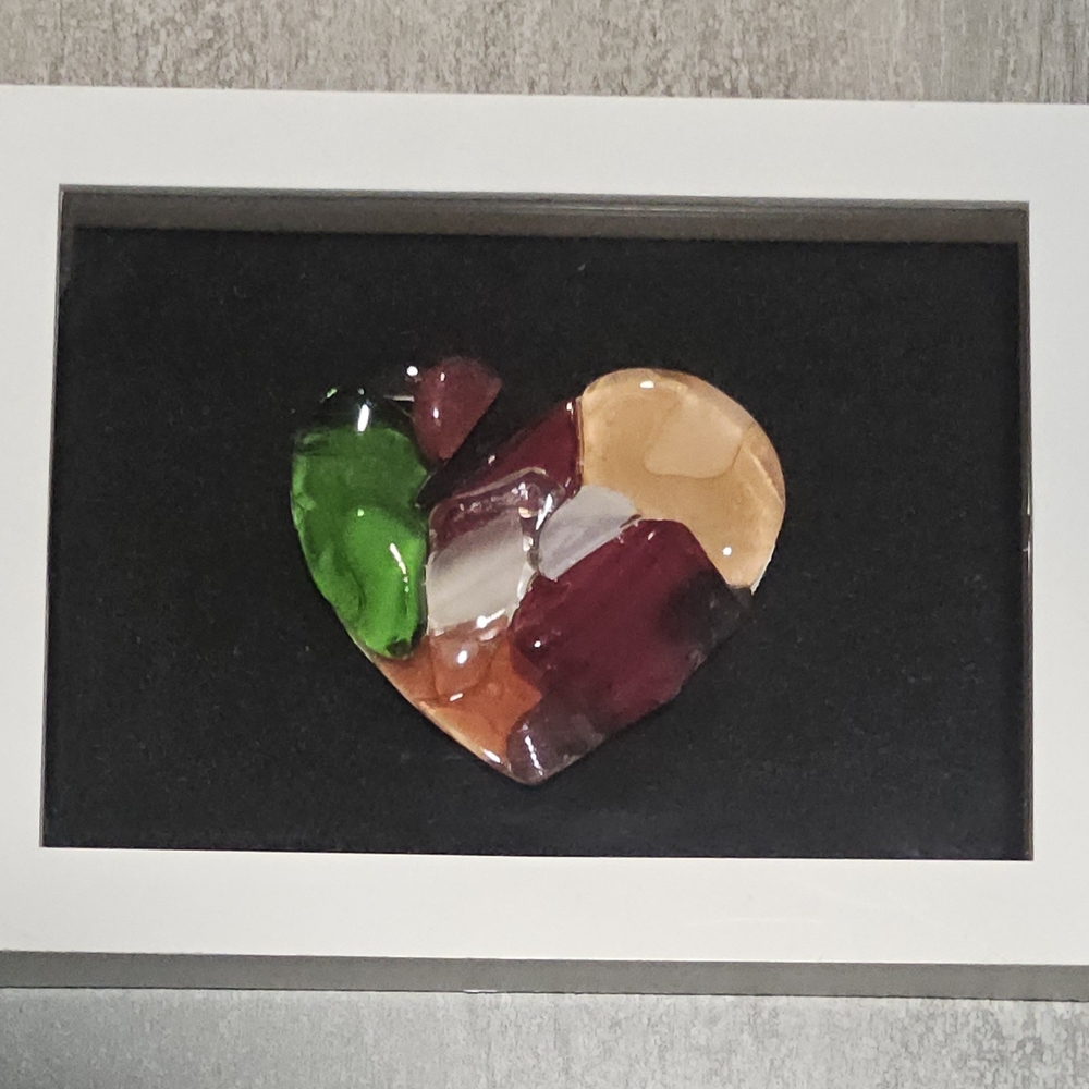 Handmade Multicolor Heart Glass Wall Art - Contemporary Home Accent